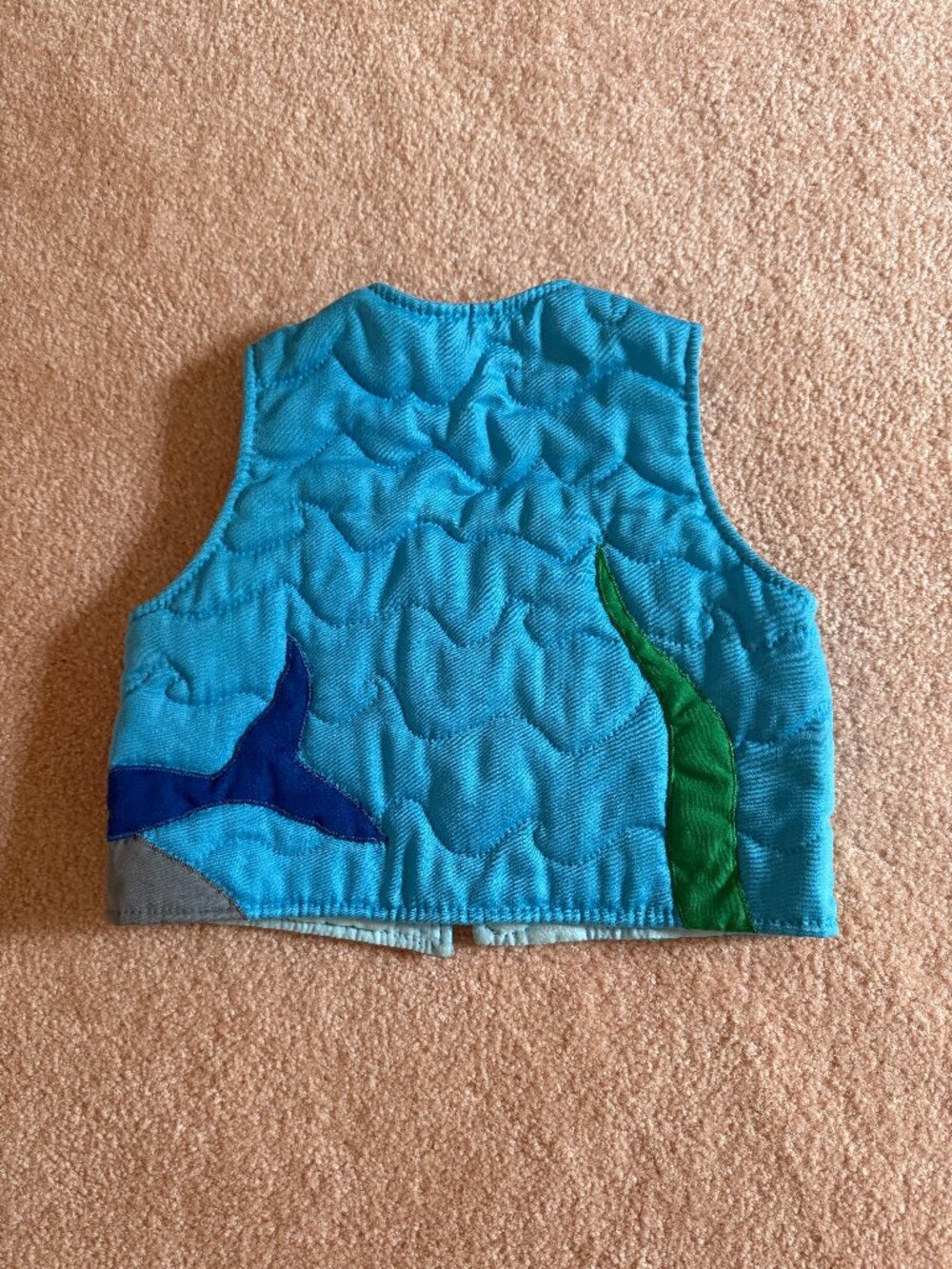 Handmade Under the Sea Quilted Mermaid Vest - fits size 2T-4T - Picture 2 of 5